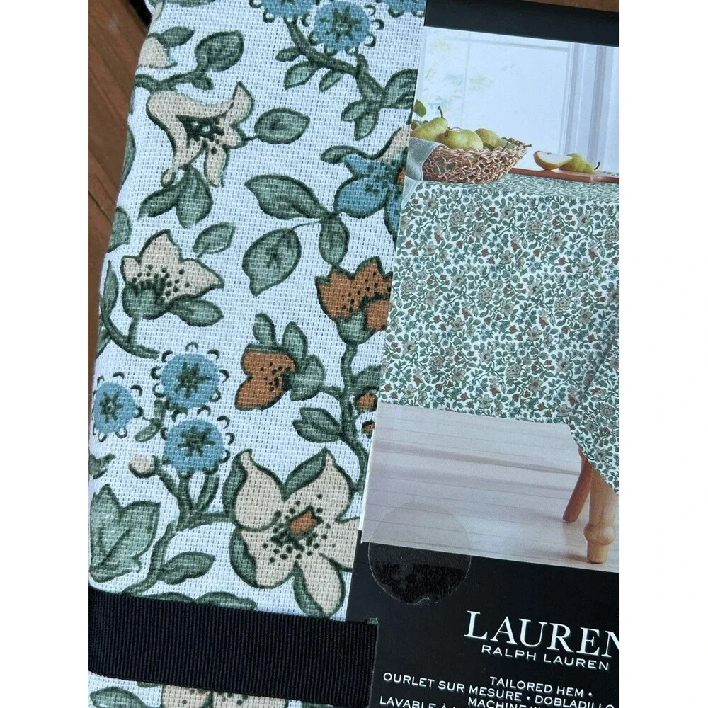 Ralph Lauren Tablecloth Off White Floral 100% Cotton 60 X 120 Spring Multicolor